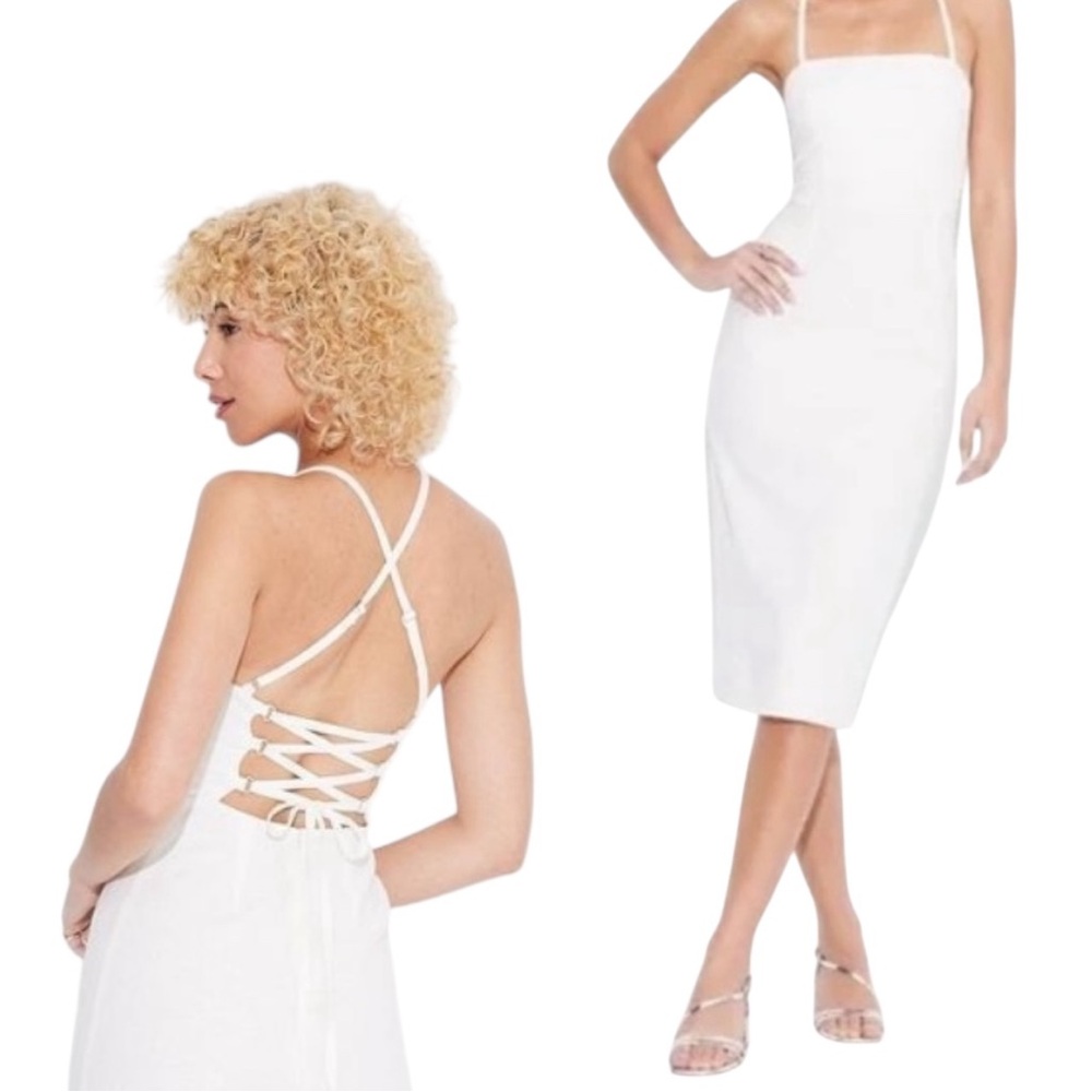 Wild Fable white lace-up midi dress is the perfect minimal summer piece 🤍